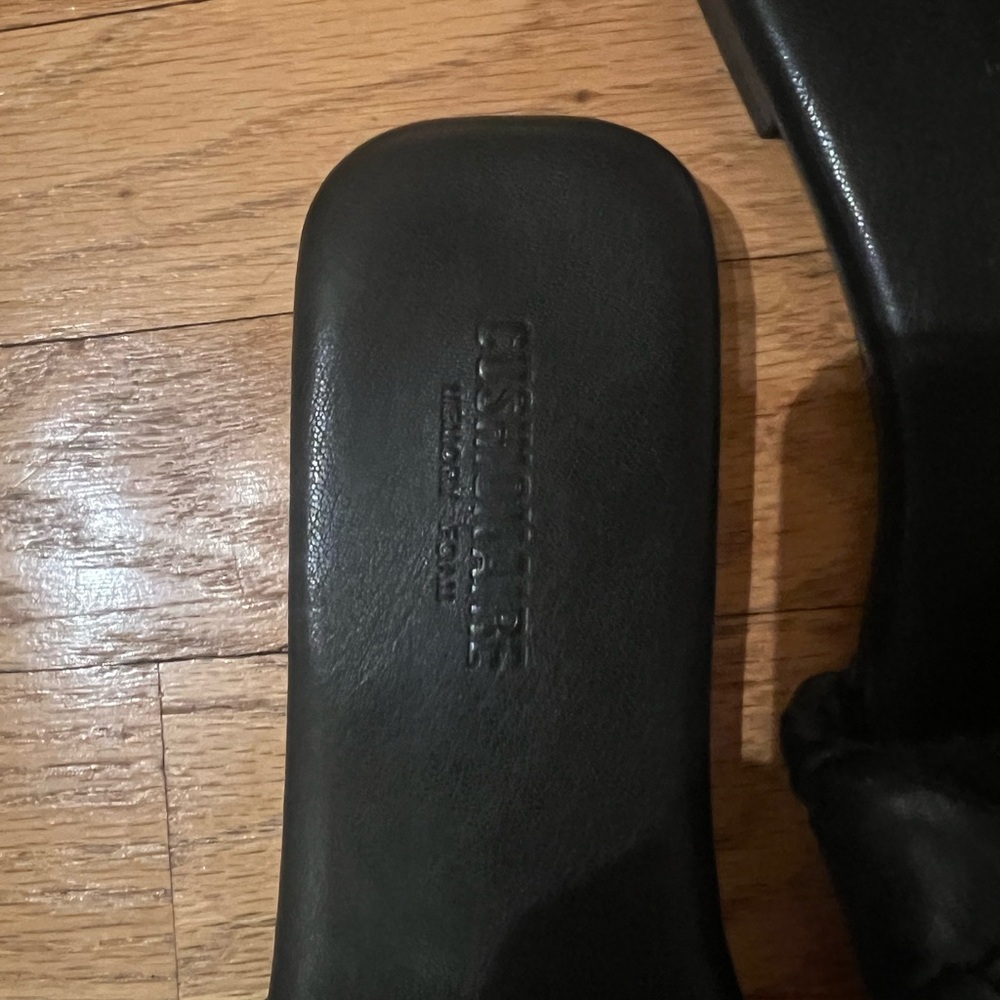 Black Woven Leather Slide Sandals - Picture 4 of 4